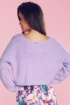 Wildfox Couture Fuzzy Baby Cropped Billy Sweater in Zinfandel