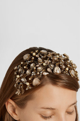 Erickson Beamon Telepathic gold-plated, Swarovski crystal and faux pearl headband