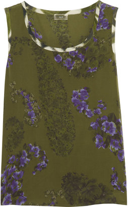 Giambattista Valli Floral-print silk-crepe top