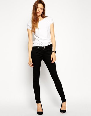 ASOS COLLECTION Lisbon Skinny Mid Rise Jeans in Clean Black