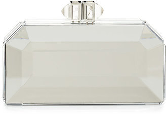 Judith Leiber Faceted Box Clutch, Silver