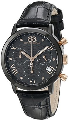 88 Rue du Rhone Women's 87WA130005 Double 8 Origin Analog Display Swiss Quartz Black Watch