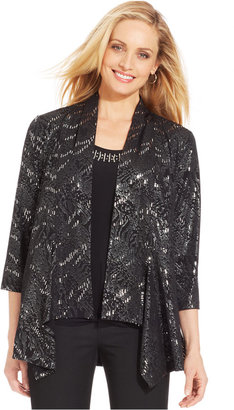 JM Collection Printed Sequin Embellished Layered Top