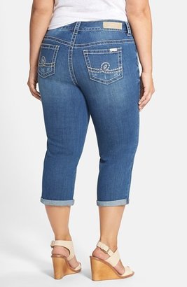 7 For All Mankind Seven7 Distressed Rolled Cuff Crop Skinny Jeans (Bishop) (Plus Size)