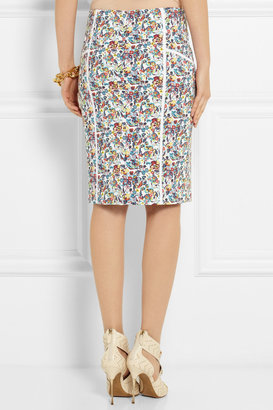 Versace Floral-print cotton-blend pencil skirt
