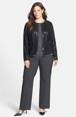 Halogen Front Zip Leather Jacket (Plus Size) (Online Only)