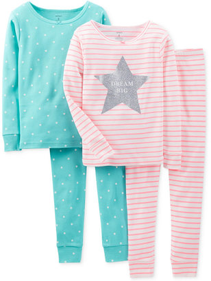Carter's Girls' or Little Girls' 4-Piece Fitted Cotton Pajamas
