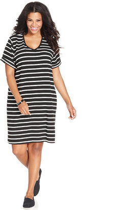 Style&Co. Plus Size Striped Sweatshirt Dress