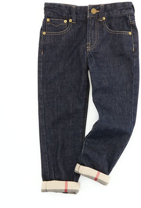 Burberry Boys' Check-Cuff Jeans, Indigo, 4Y-10Y