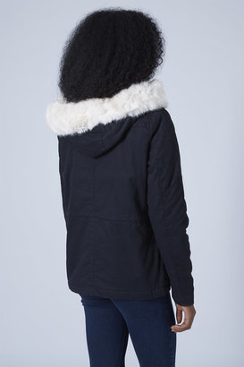 Topshop Petite faux fur trim borg lined parka jacket