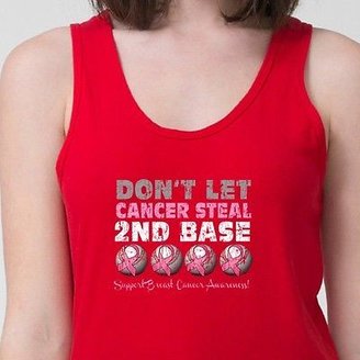 American Apparel Dont Let Cancer Steal 2nd Base T-shirt Breast Cancer Awareness Adult Tank Top