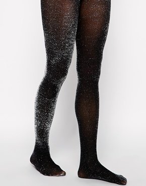 Leg Avenue Glitter Lurex Tights - black/silver