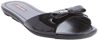 Prada black patent leather bow detail sandals