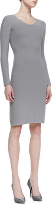 Giorgio Armani Long-Sleeve V-Neck Sheath Dress, Gray