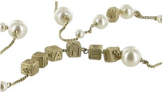 Chanel Long Necklace Cubes And Pearls
