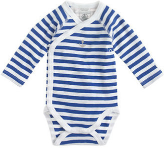Petit Bateau Baby long-sleeve bodysuit in blue stripe