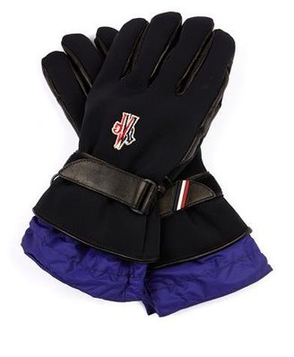Moncler GRENOBLE Neoprene and leather ski gloves