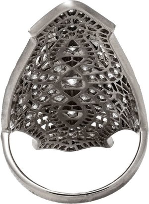 Stone Diamond & Black Gold Sarah Shield Ring-Colorless