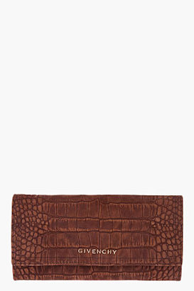 Givenchy Long Brown Croc Embossed Wallet