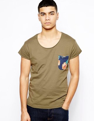Jack and Jones T-Shirt With Floral Pocket