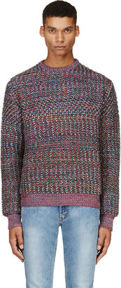 Kris Van Assche Krisvanassche Orange & Blue Marled Chunky Knit Sweater