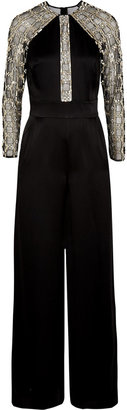 Temperley London Klara embellished tulle-paneled satin-crepe jumpsuit