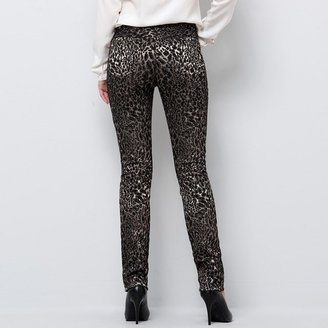 Soft Grey Slim-Fit Panther Print Jacquard Trousers, Inside Leg 76 cm