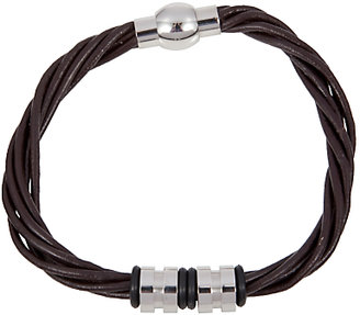John Lewis 7733 John Lewis Multi Strand Leather & Steel Bracelet, Brown