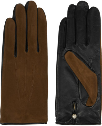 Agnelle Silk-lined suede and leather gloves