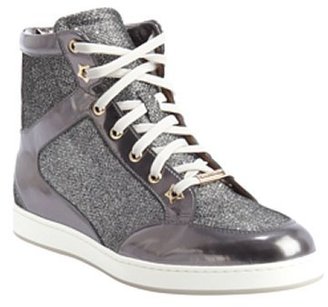 Jimmy Choo anthracite gray patent leather and glitter detail 'Tokyo' sneakers