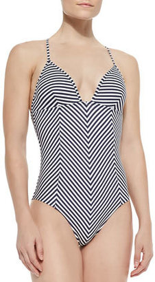 Tory Burch Clemente Striped One-Piece Swimsuit