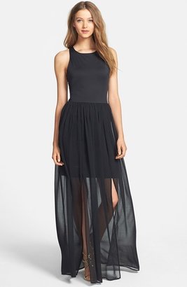 Nordstrom FELICITY & COCO Chiffon Overlay Sleeveless Jersey Dress Exclusive)