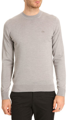 Lacoste AH2997 Lambswool Grey Sweater with Tone-on-Tone Crocodile Logo