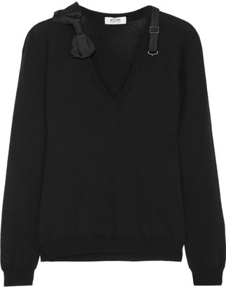Moschino Cheap & Chic Moschino Cheap and Chic Bow tie-embellished stretch-jersey sweater