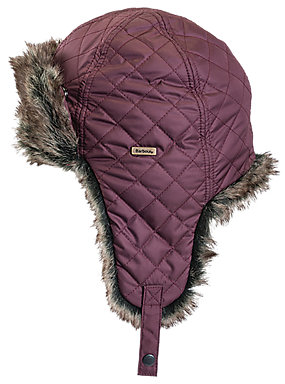 Barbour Girls' Margrove Quilted Trapper Hat, Maroon