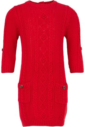 Mayoral Red Knitted Dress with Cable Detail