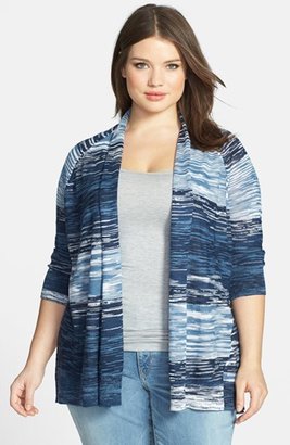 Sejour Spaced Dyed High/Low Cardigan (Plus Size)