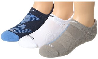 Nike Dri-Fit Graphic No Show Tab 3-Pair Pack (Grey/Dark Blue/White) - Footwear