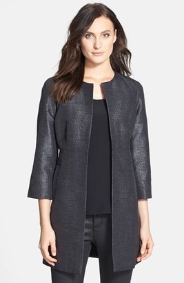 Eileen Fisher Collarless Long Jacquard Jacket (Online Only)