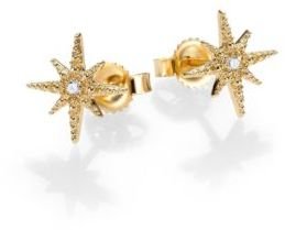 Mizuki Icicle Diamond & 14K Yellow Gold Star Stud Earrings