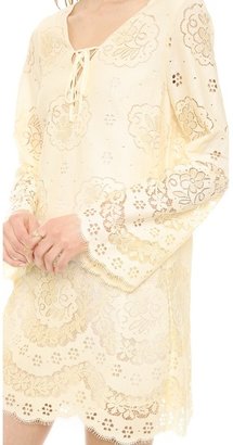 Twelfth St. By Cynthia Vincent Lace up Bell Sleeve Dress