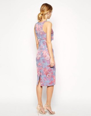 ASOS Petite Jacquard Crop Top Dress In Pastel Floral