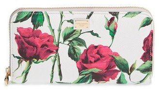 Dolce & Gabbana Floral Print Leather Wallet