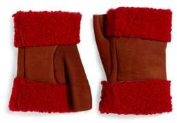 Saks Fifth Avenue Fingerless Shearling-Trimmed Leather Gloves