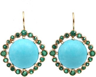 Andrea Fohrman Cabochon Turquoise and Emerald Earrings