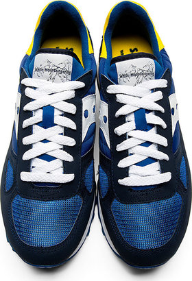 White Mountaineering Blue & Yellow Nylon-Paneled Sneakers