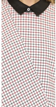 Band Of Outsiders Windowpane Check Collared Top