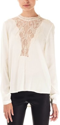 Sea Pintucked Lace Combo Blouse