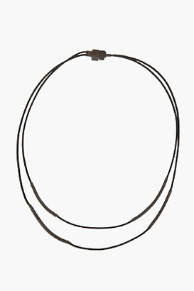 Lanvin Black leather & hardware double necklace