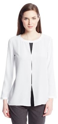 Magaschoni Women's Contrast-Color Tacked Blouse